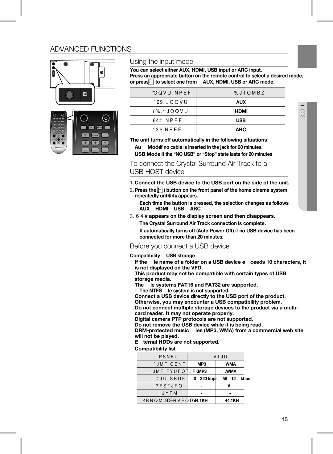 Samsung HW-E350/XE, HW-E350/XN, HW-E350/EN manual Using the input mode, Before you connect a USB device, AUX Hdmi USB ARC 