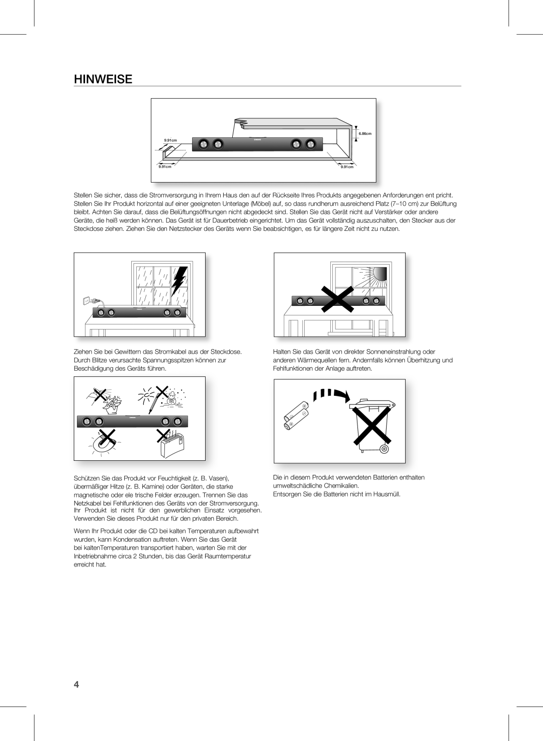 Samsung HW-E350/EN, HW-E350/XN, HW-E350/ZF manual Hinweise, Verwenden Sie dieses Produkt nur für den privaten Bereich 