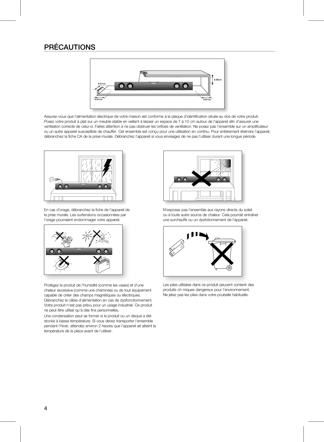 Samsung HW-E350/ZF manual PrÉcAUtiOns 