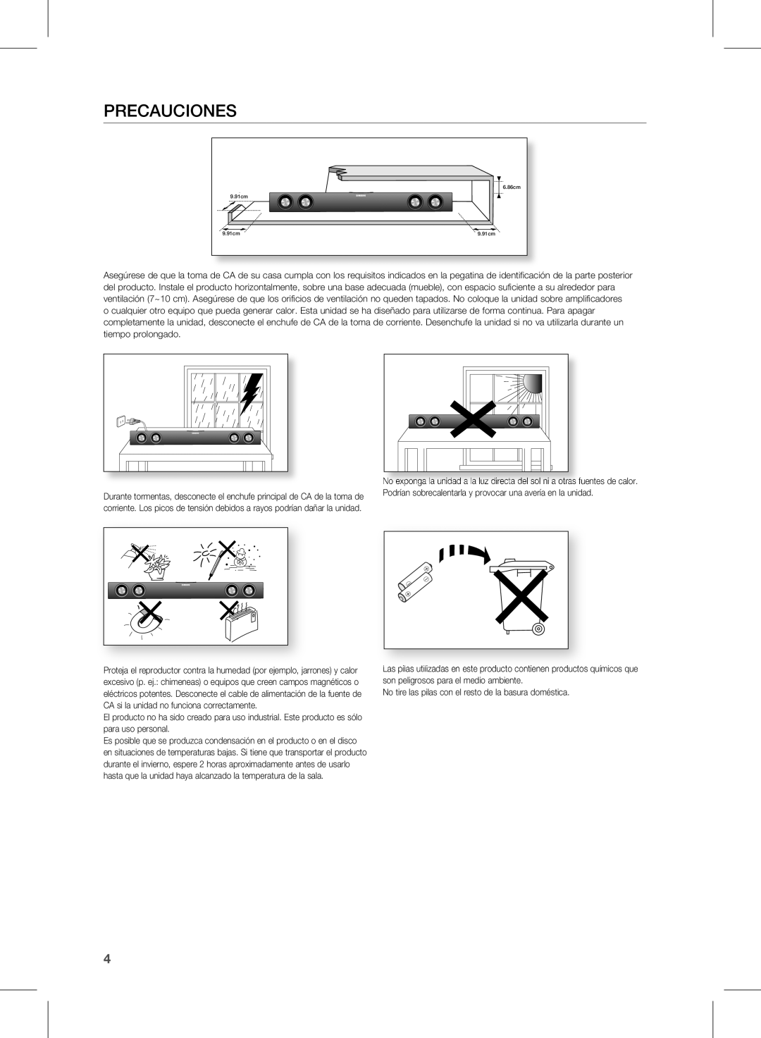 Samsung HW-E350/ZF manual PrecaUciOnes 