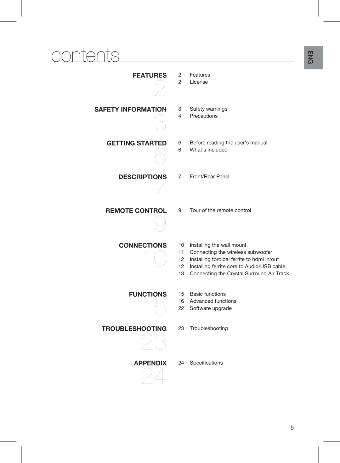 Samsung HW-E450 user manual Contents 