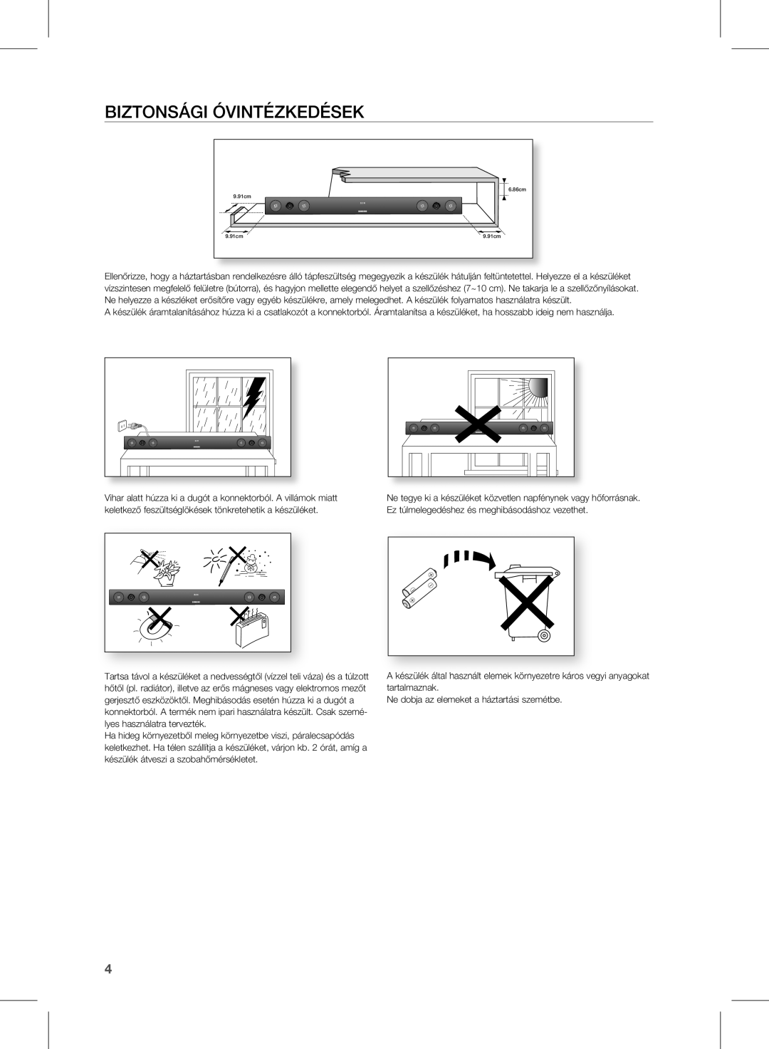 Samsung HW-E450/EN, HW-E450/XE manual BIzTONsÁGI óVINTÉzkEdÉsEk 