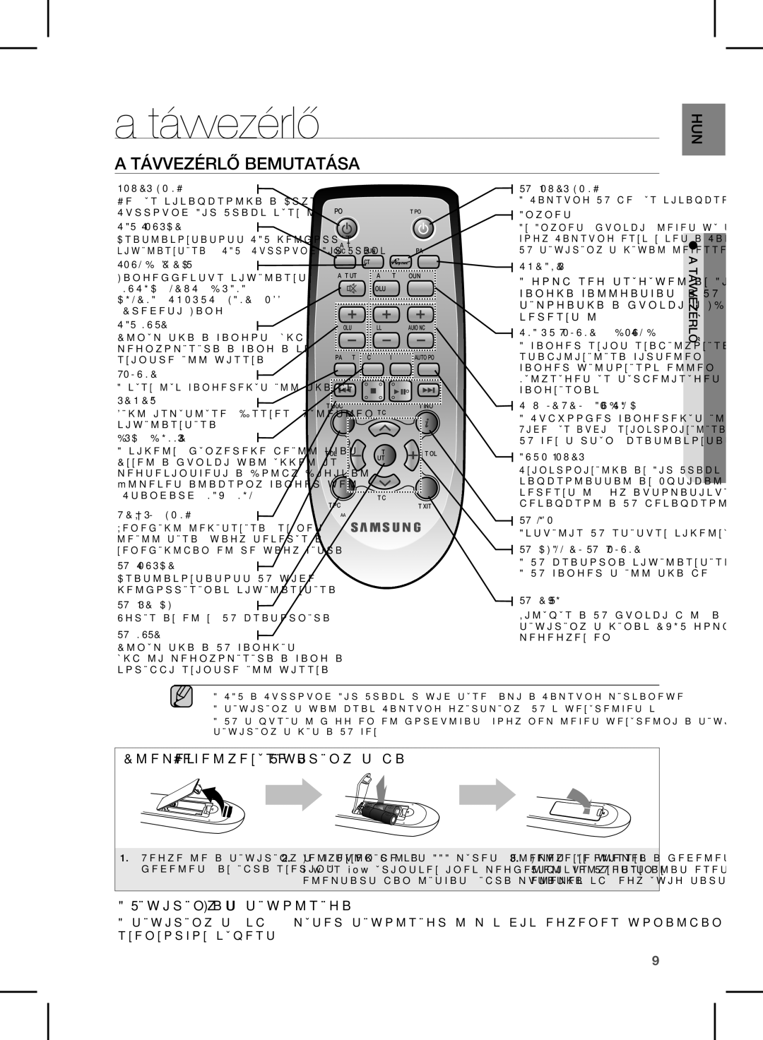 Samsung HW-E450/XE, HW-E450/EN manual Távvezérlő Bemutatása, ŐL ZÉR Atávve 