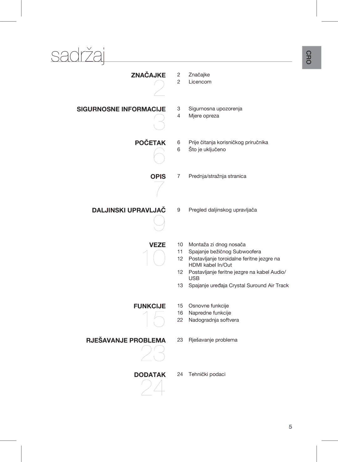 Samsung HW-E450/EN manual Sadržaj 