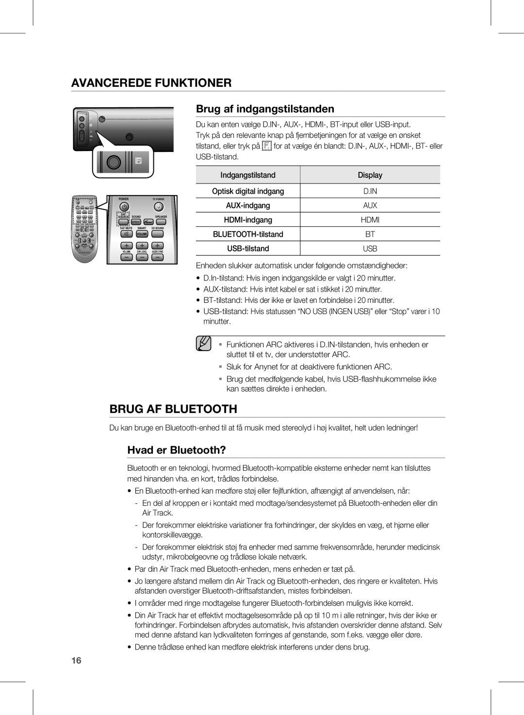 Samsung HW-E450/XE manual Brug af indgangstilstanden, Hvad er Bluetooth? 