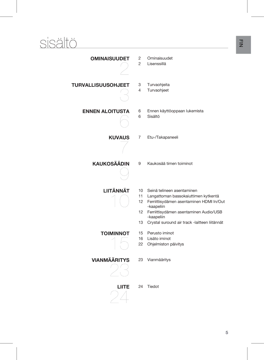 Samsung HW-E450/XE manual Sisältö 