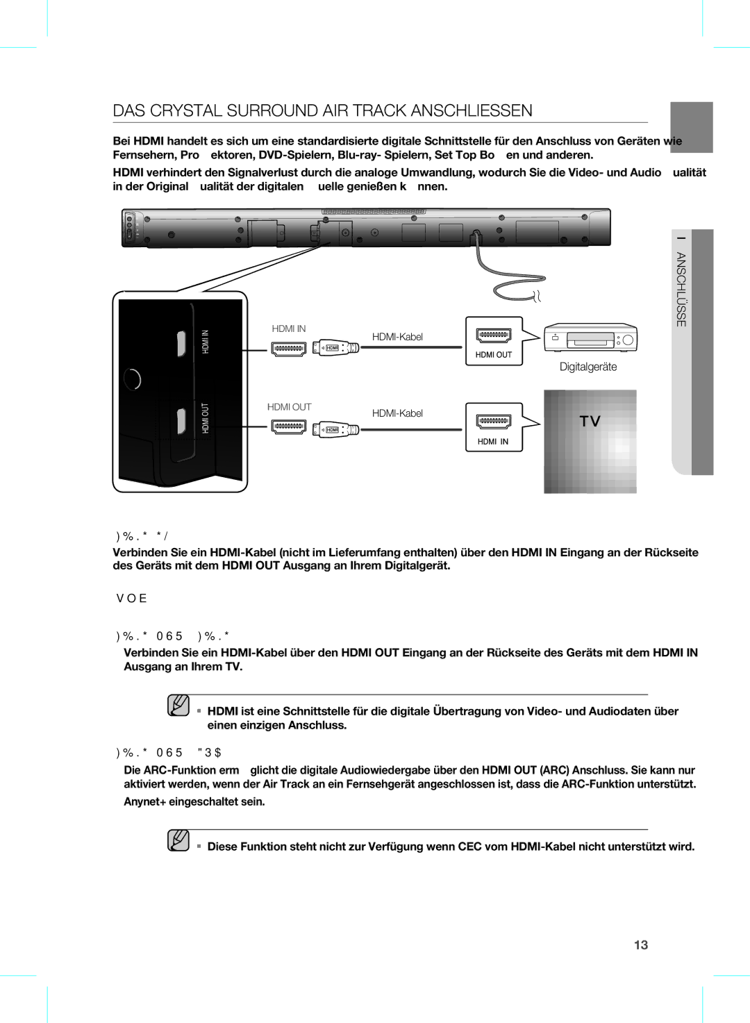 Samsung HW-E450/EN, HW-E450/XN, HW-E450/ZF manual DAs crYstAL surround Air trAck AnscHLiessen, Hdmi 