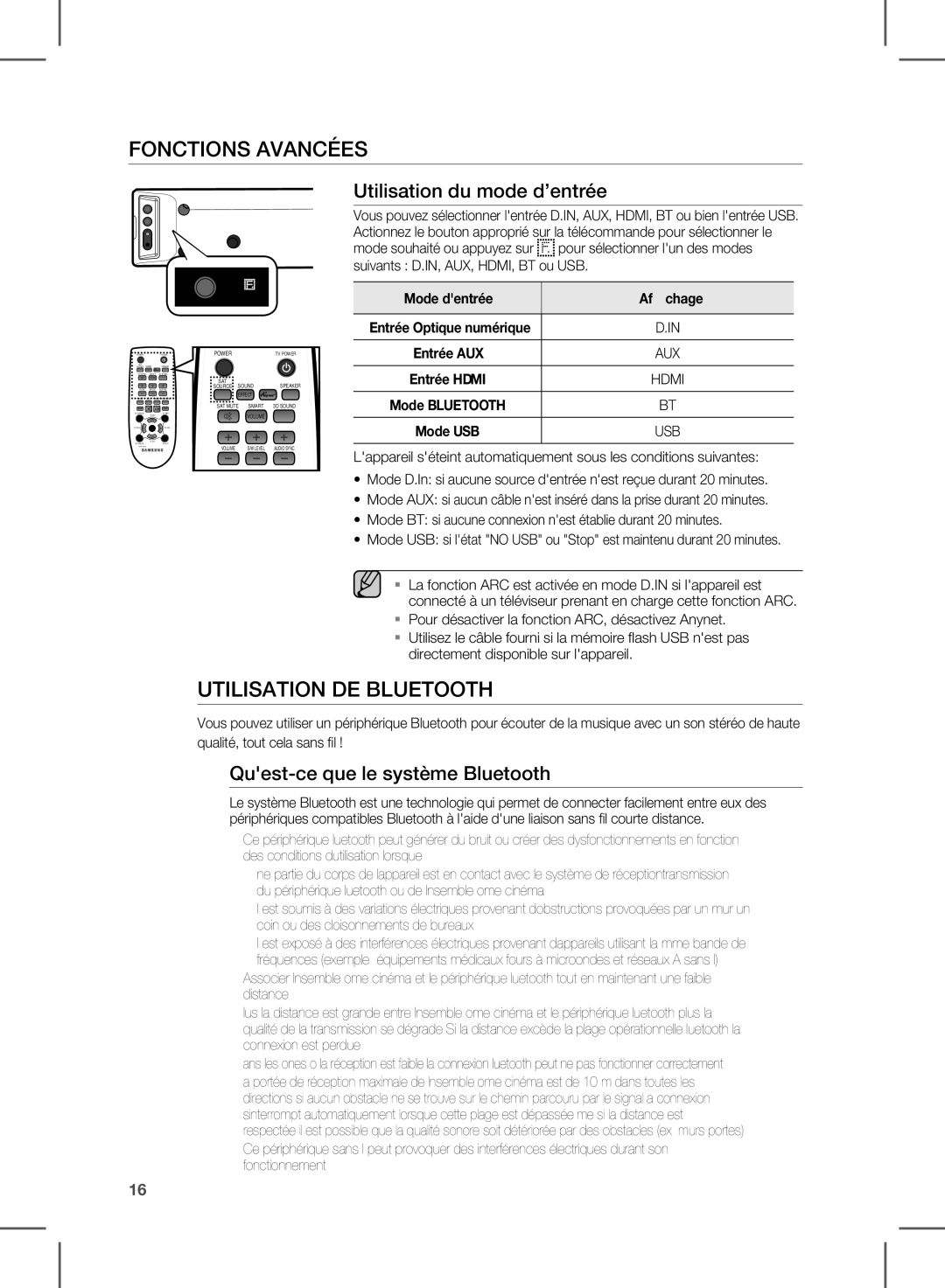 Samsung HW-E450/ZF manual Utilisation du mode d’entrée, Quest-ce que le système Bluetooth ? 