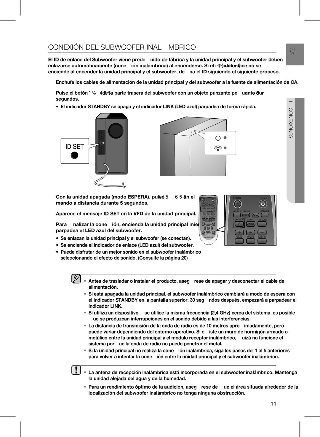 Samsung HW-E450/ZF manual Conexión DEL Subwoofer Inalámbrico, Volume 