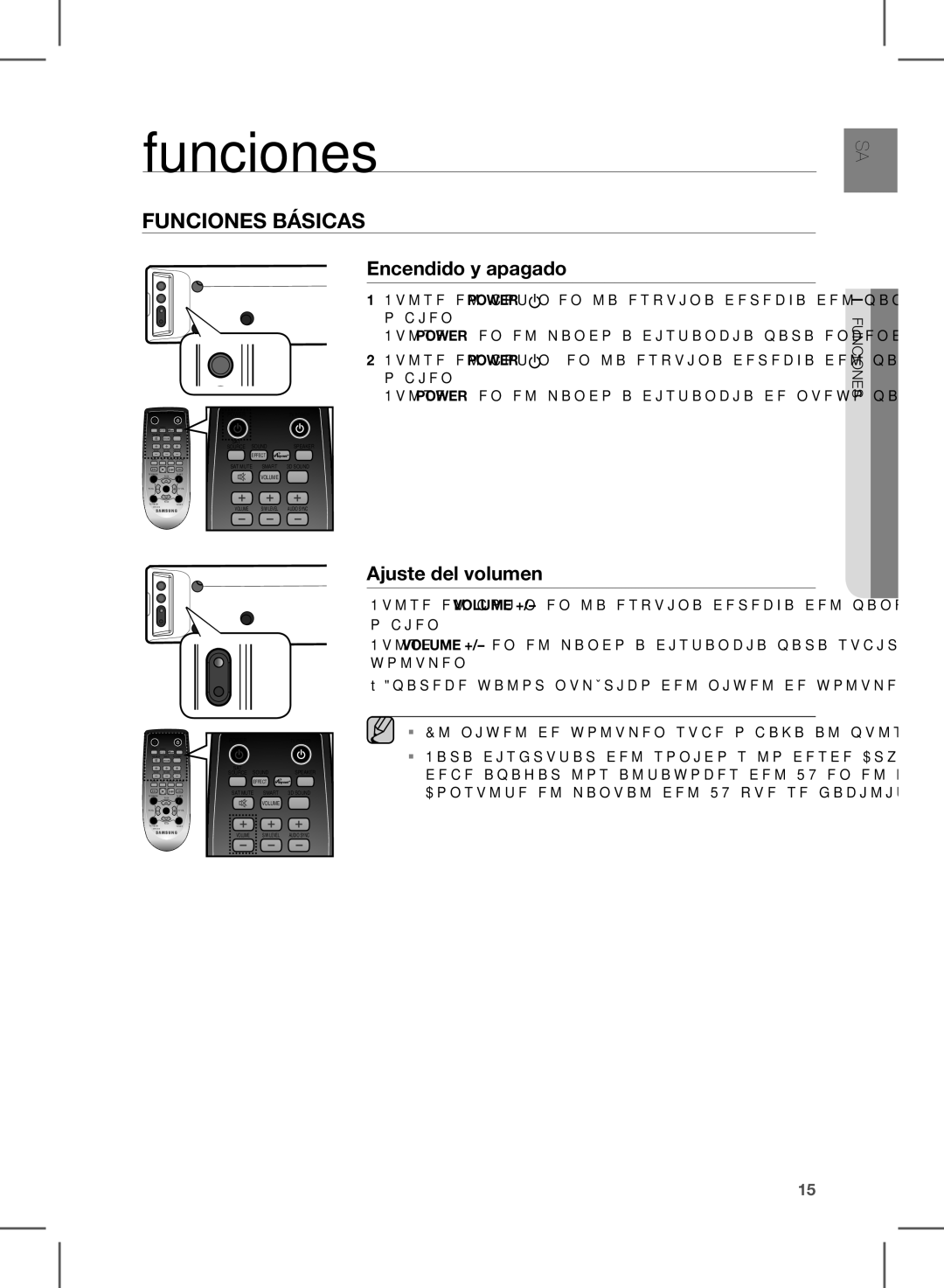 Samsung HW-E450/ZF manual Funciones, Encendido y apagado, Ajuste del volumen 