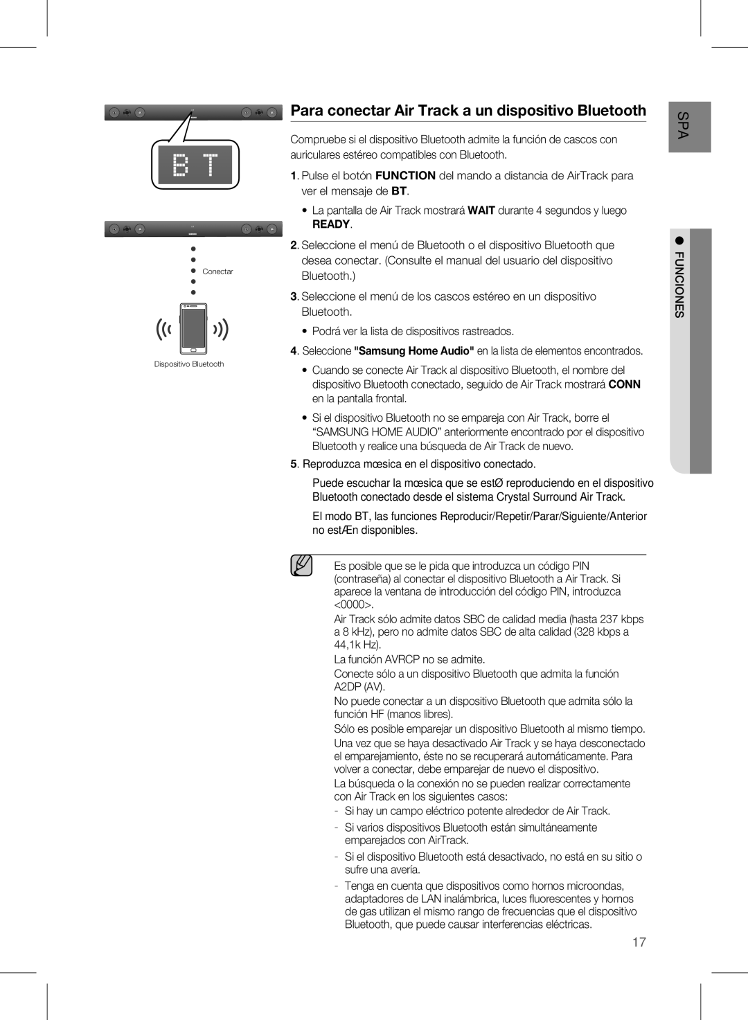 Samsung HW-E450/ZF manual Para conectar Air Track a un dispositivo Bluetooth, Ready 