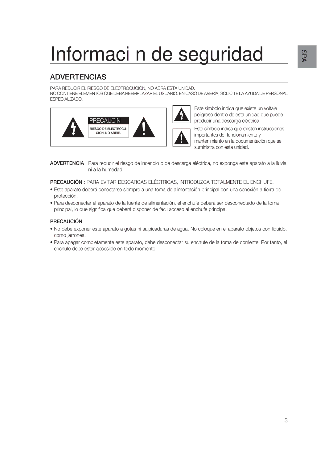 Samsung HW-E450/ZF manual Información de seguridad, Advertencias 