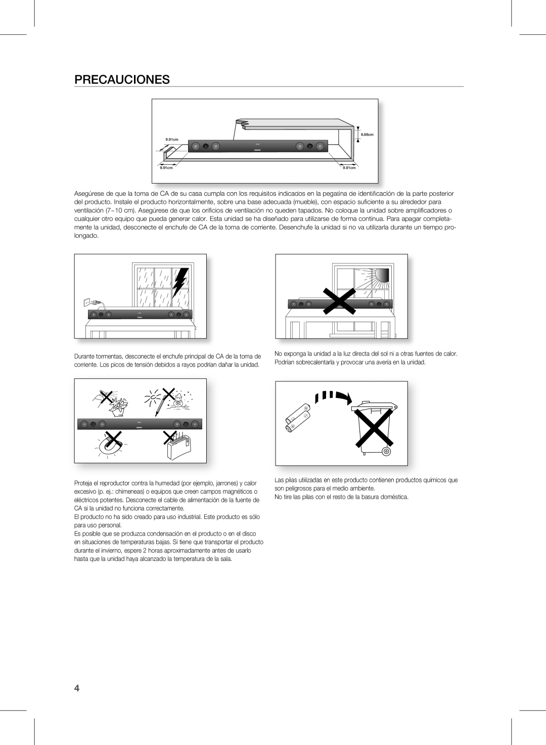 Samsung HW-E450/ZF manual PrecaUciOnes 