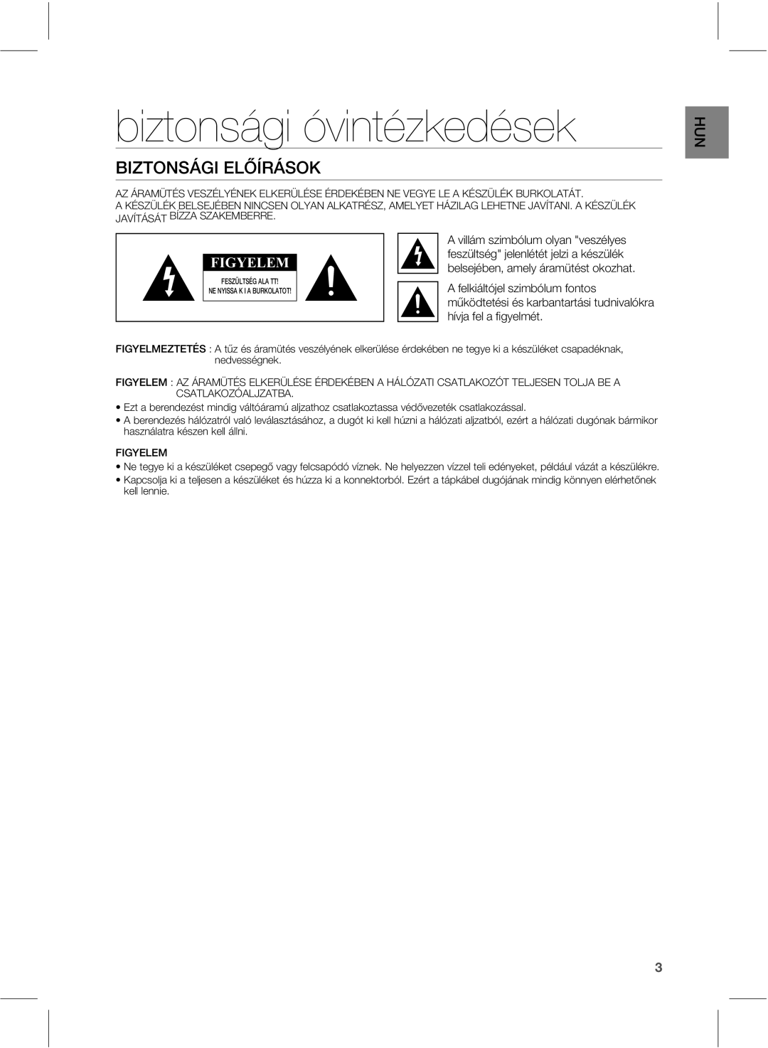 Samsung HW-E551/XE, HW-E551/EN manual Biztonsági óvintézkedések, #*50/4«*&-Ć¶3«40, IÓWKBGFMBmHZFMNÏU 