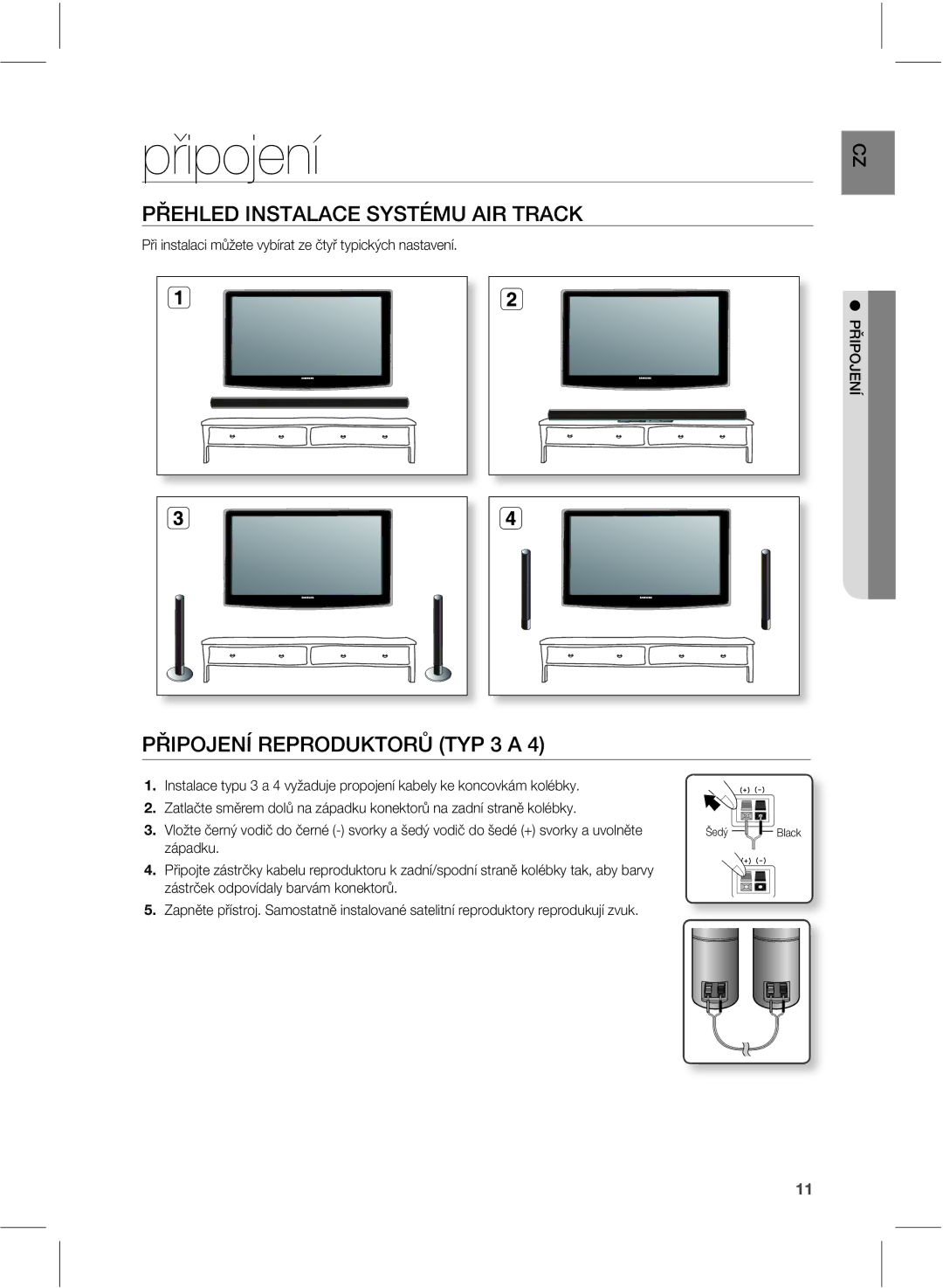 Samsung HW-E551/EN manual Připojení, 1Ď&-&%*/45-$&445².6*353$, 1Ď*10+&/¶3&130%6,503Đ 51, Èqbelv 