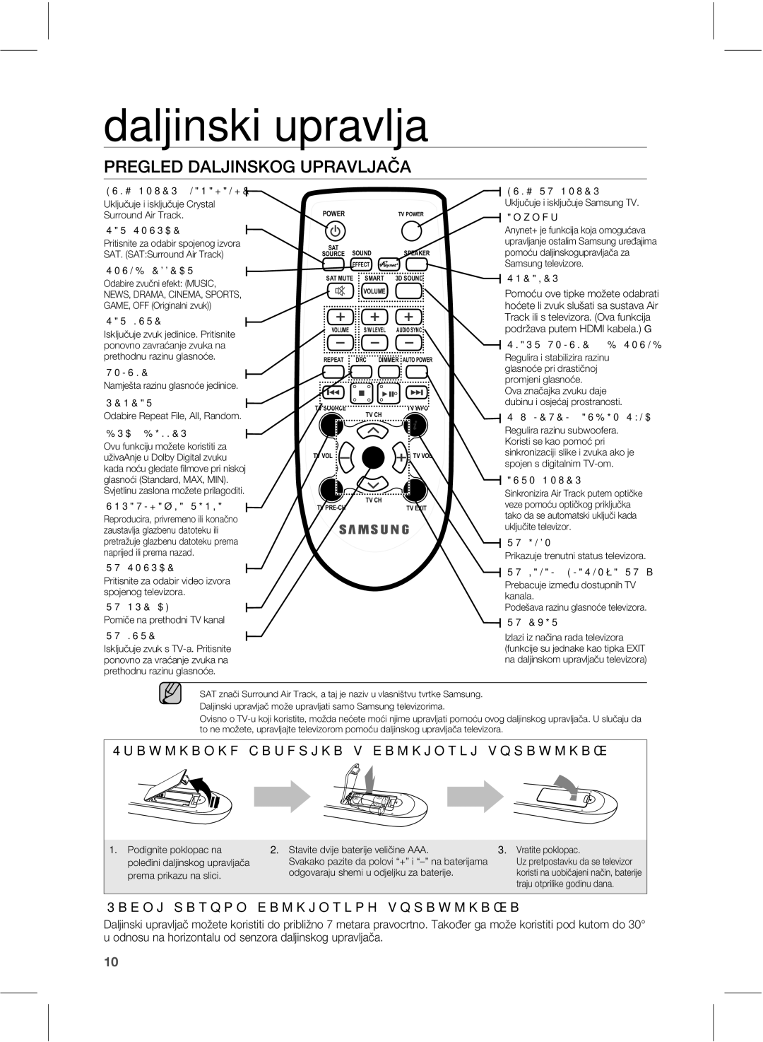 Samsung HW-E551/EN manual Daljinski upravljač, 13&-&%%-+*/4,06137-+Ă 