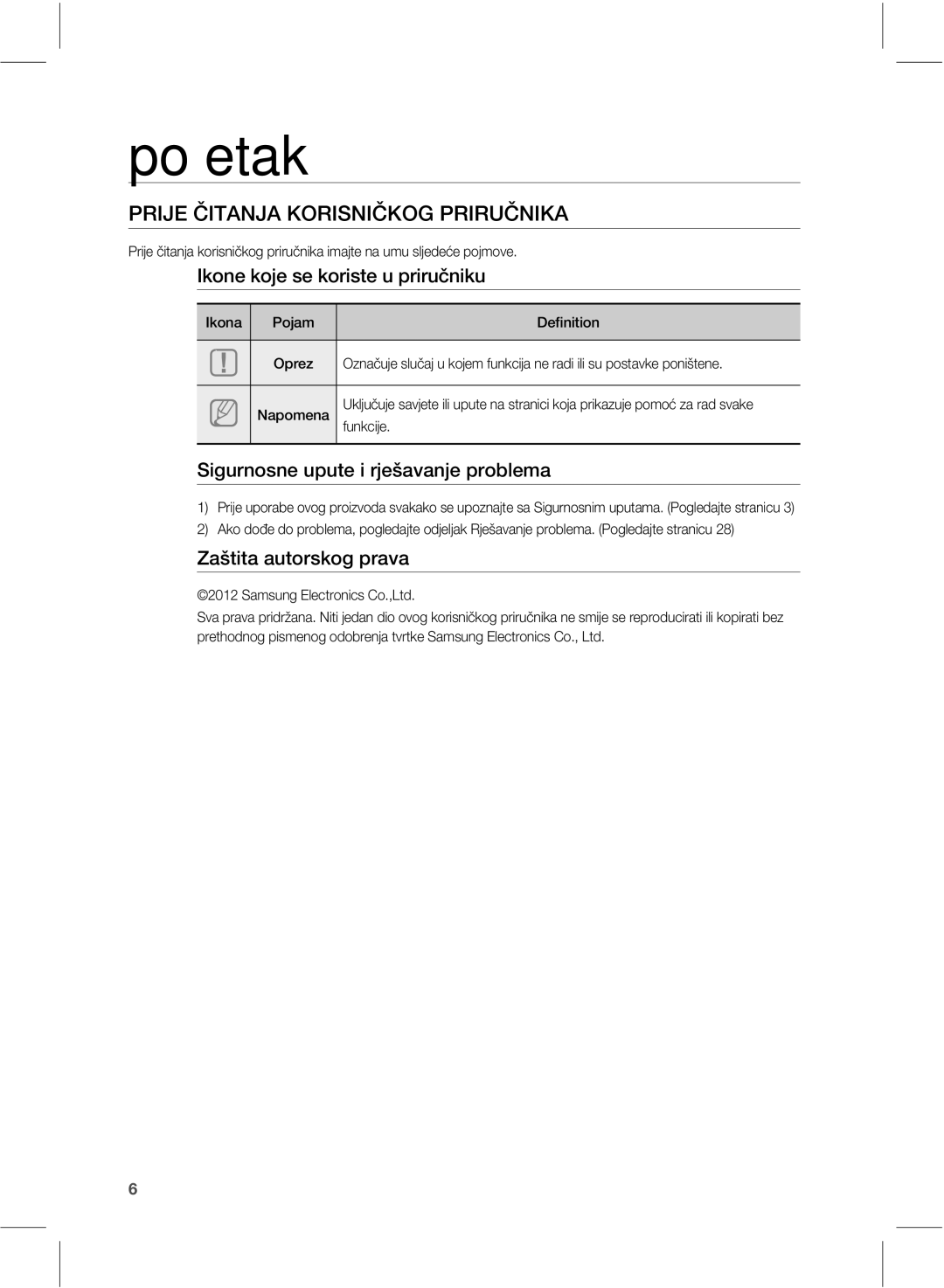 Samsung HW-E551/EN manual Početak, 13*+&Ă*5/+,03*4/*Ă,013*36Ă, Lpob, Bqpnfob GVOLDJKF 