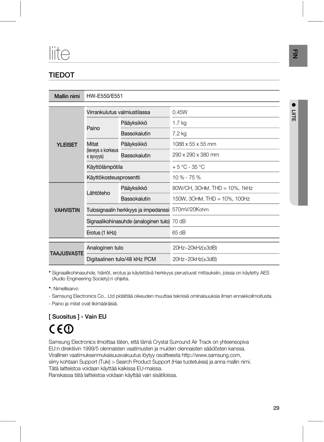 Samsung HW-E551/XE manual Liite, 05 