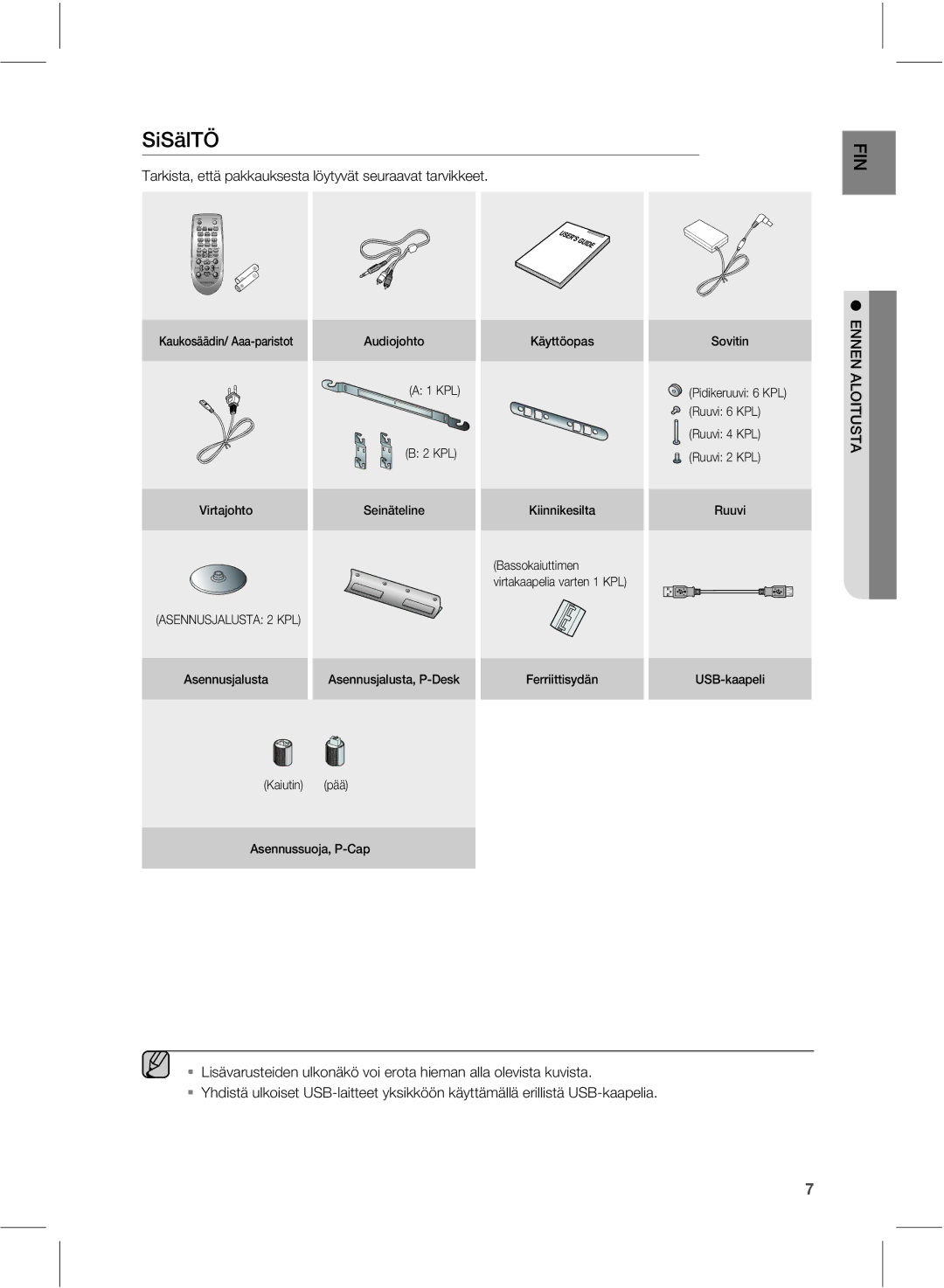 Samsung HW-E551/XE manual 4J4ÊM5½, 5BSLJTUBFUUÊQBLLBVLTFTUBMÚZUZWÊUTFVSBBWBUUBSWJLLFFU, Ennen Aloitusta 