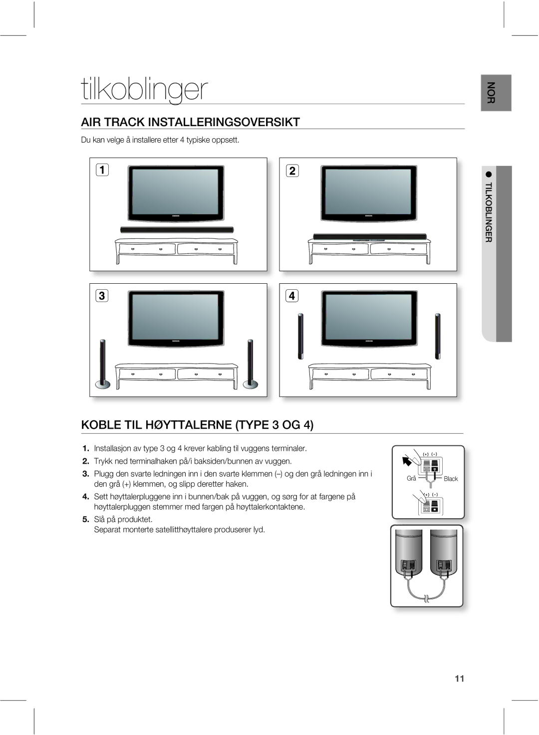 Samsung HW-E551/XE manual Tilkoblinger, 53$,*/45--&3*/407&34*,5, LboWfmhfÌJotubmmfsfFuufsUzqjtlfPqqtfuu 