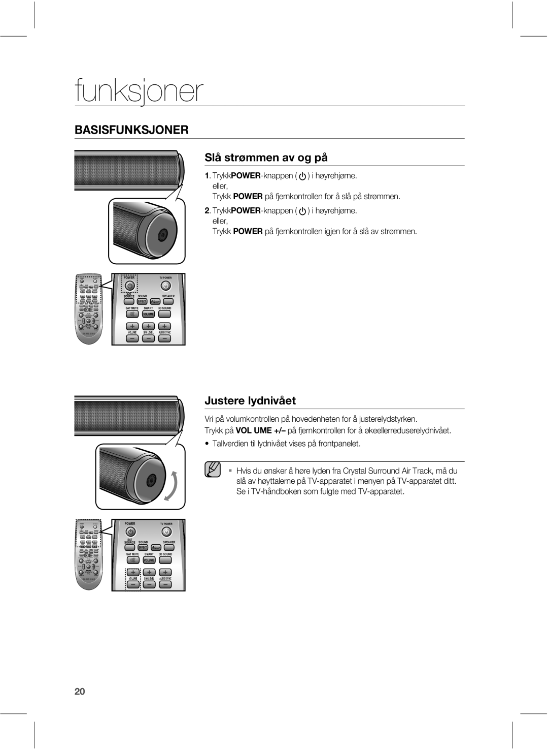 Samsung HW-E551/XE manual Funksjoner, 4MÌTUS“NNFOBWPHQÌ, +VtufsfMzeojwìfu 