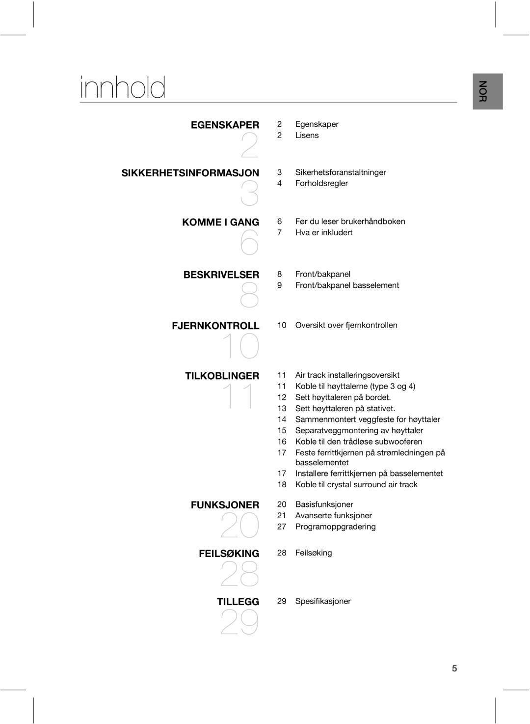 Samsung HW-E551/XE manual Innhold 