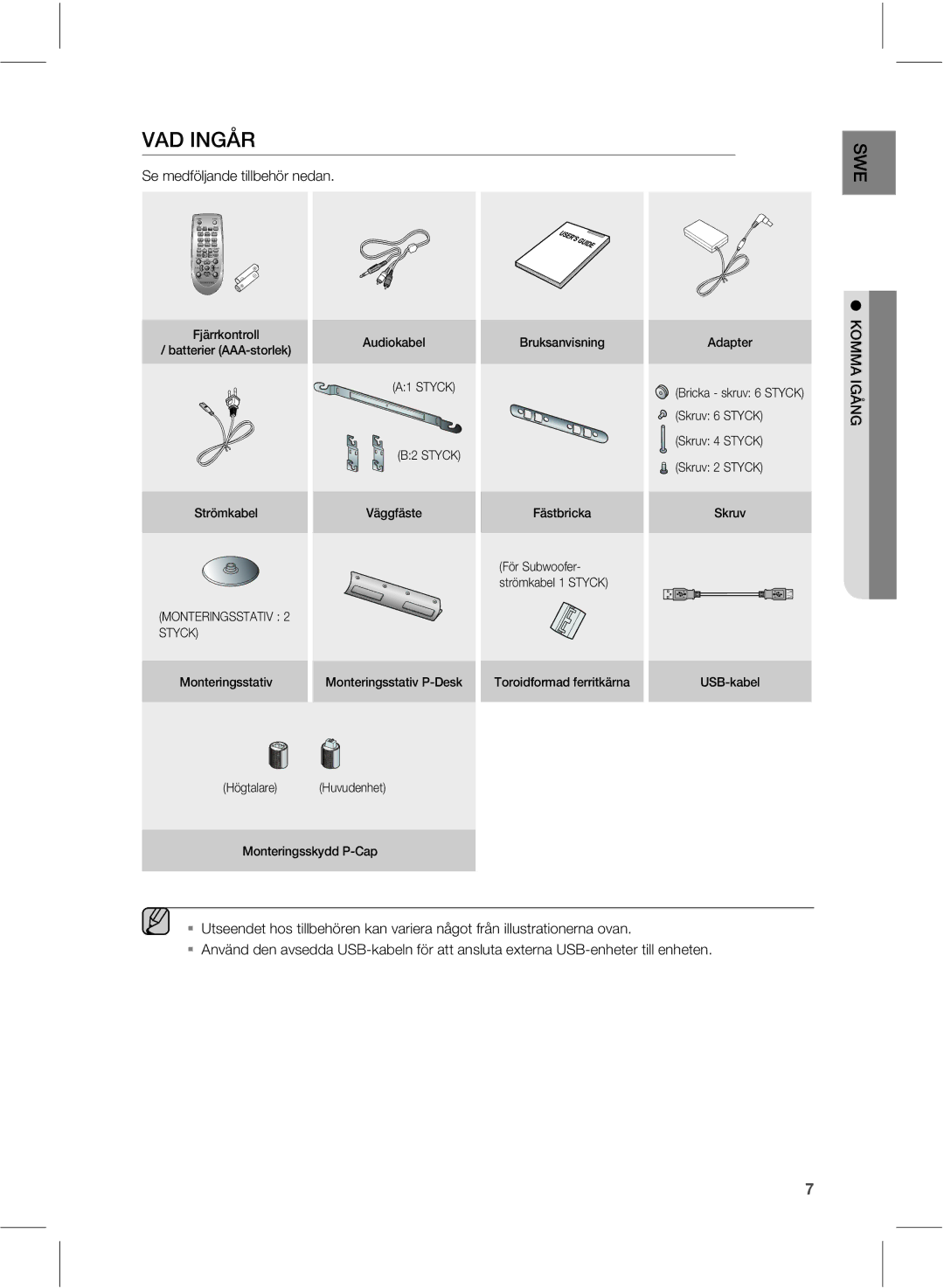 Samsung HW-E551/XE manual */¯3, 4FNFEGÚMKBOEFUJMMCFIÚSOFEBO, Komma Igång 