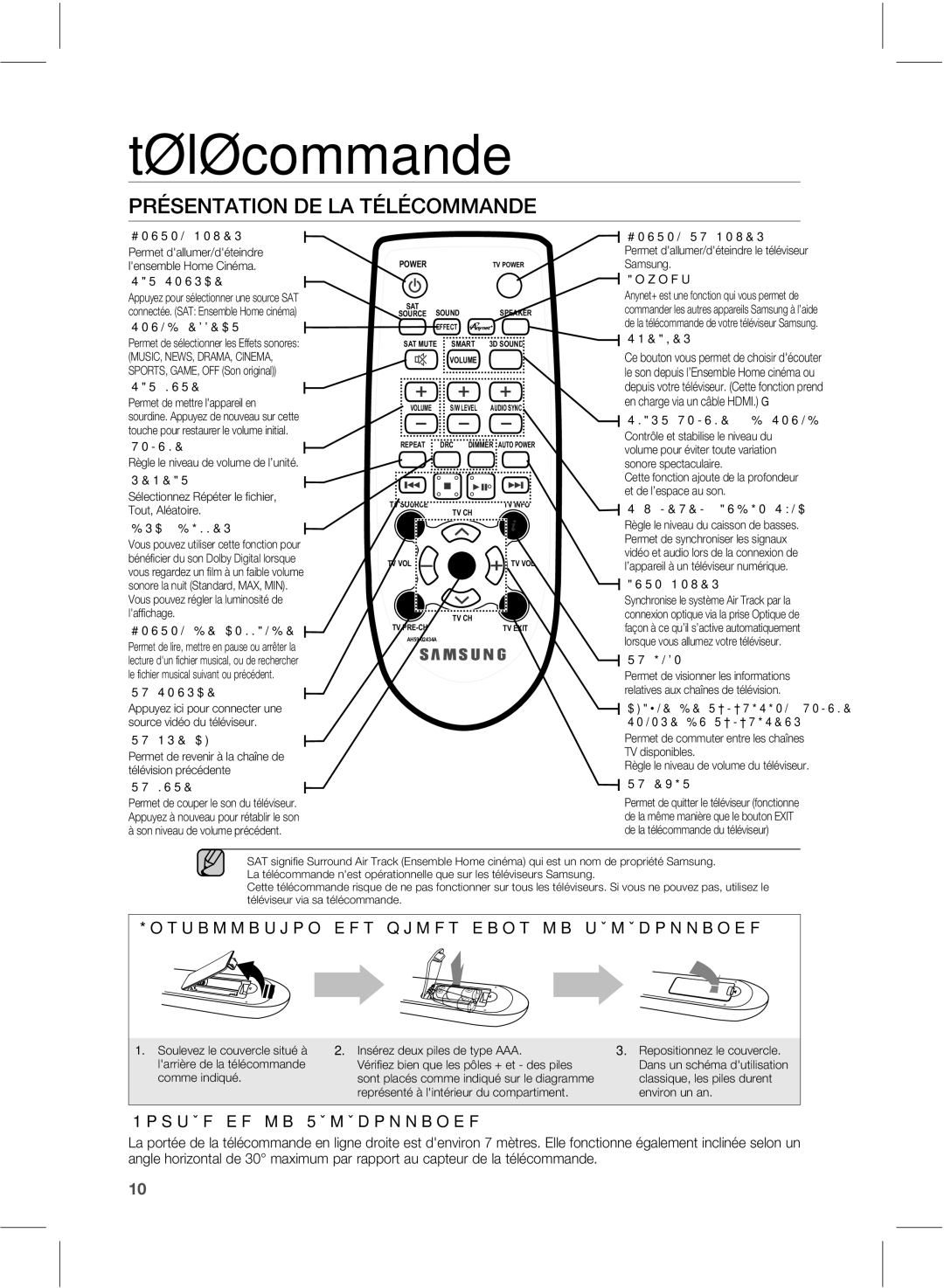 Samsung HW-E551/ZF manual Télécommande, 13²4&/55*0/%&-5²-²$0../% 