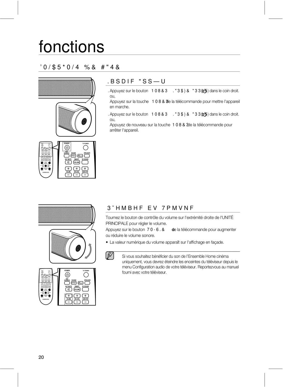 Samsung HW-E551/ZF manual Fonctions, BsdifSsðu, 3ÏHMBHFEV7PMVNF, GpvsojBwfdWpusfUïmïwjtfvs 