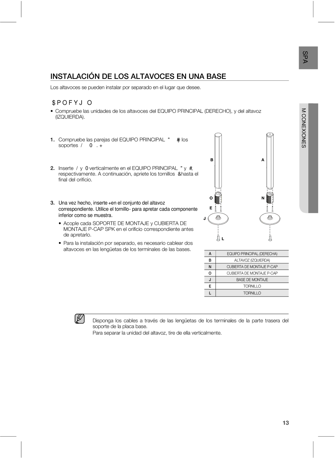 Samsung HW-E551/ZF manual 45-$*»/%&-04-570$&4&/6/#4&,  Una vez hecho, inserte + en el conjunto del altavoz 