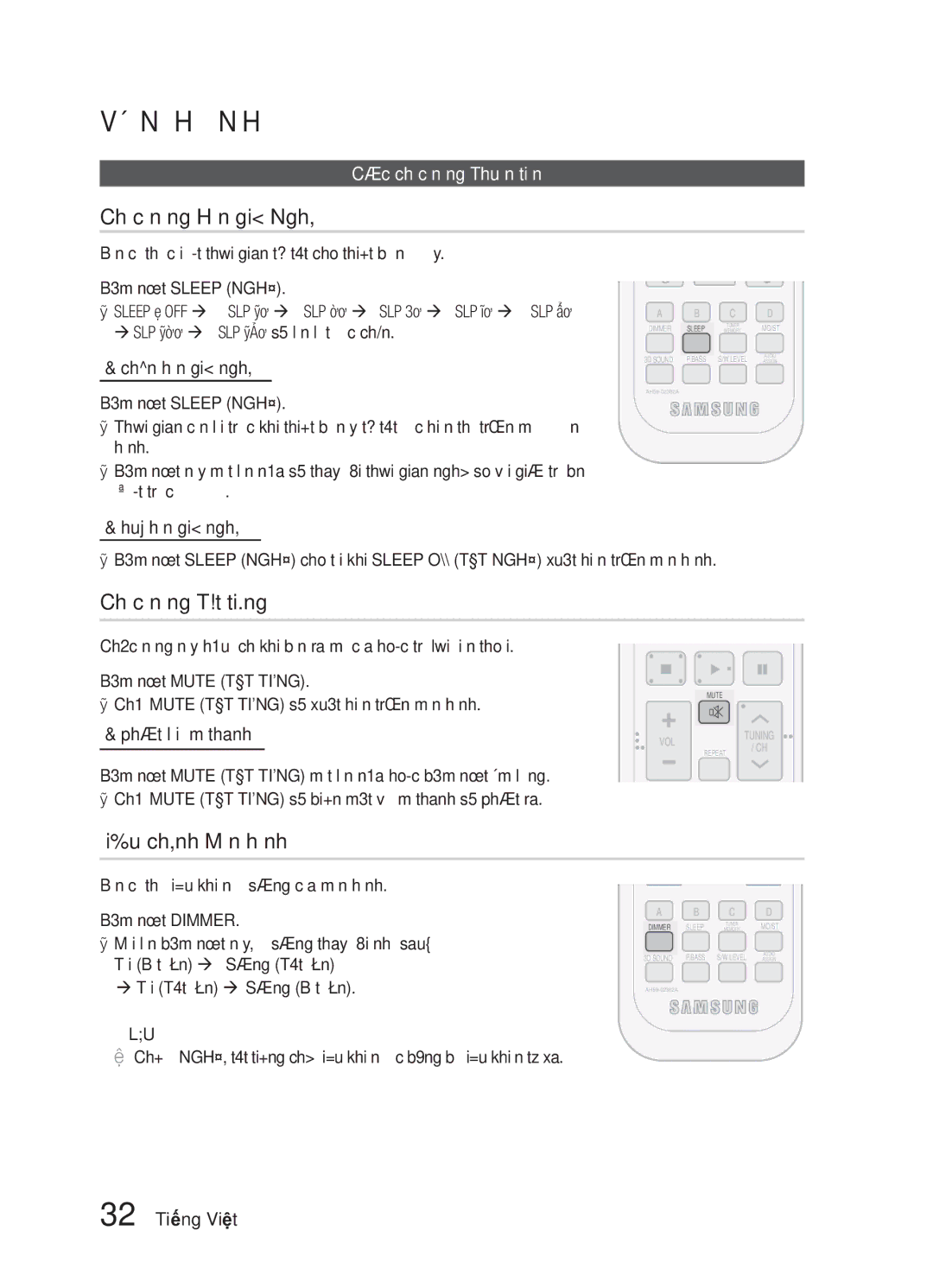 Samsung HW-E6500/XV manual Chức năng Hẹn giờ Nghỉ 