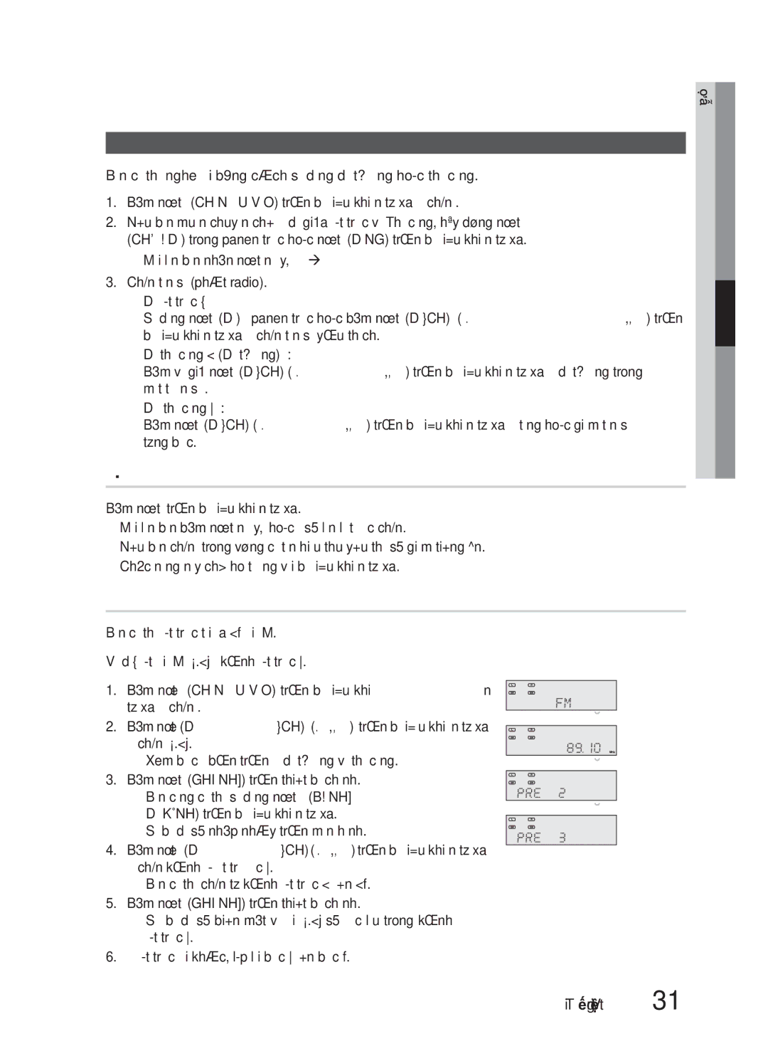 Samsung HW-E6500/XV manual Nghe trong chế độ Mono/Stereo, Đặt trước Đài phát thanh, Nghe Đài 