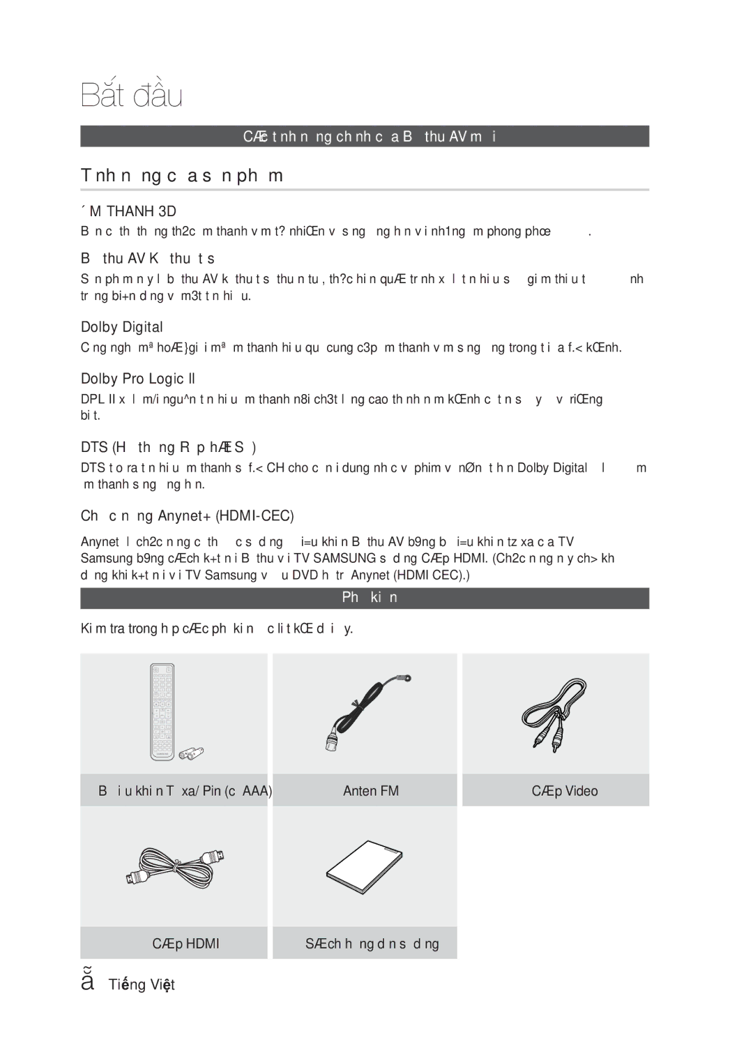 Samsung HW-E6500/XV manual Bắt đầu 