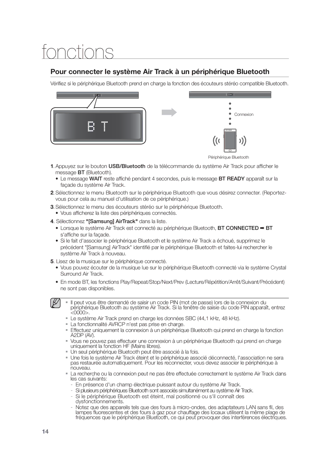 Samsung HW-F355/EN, HW-F350/XN, HW-F355/TK, HW-F350/EN, HW-F355/XN, HW-F355/ZF, HW-F350/ZF Connexion Périphérique Bluetooth 