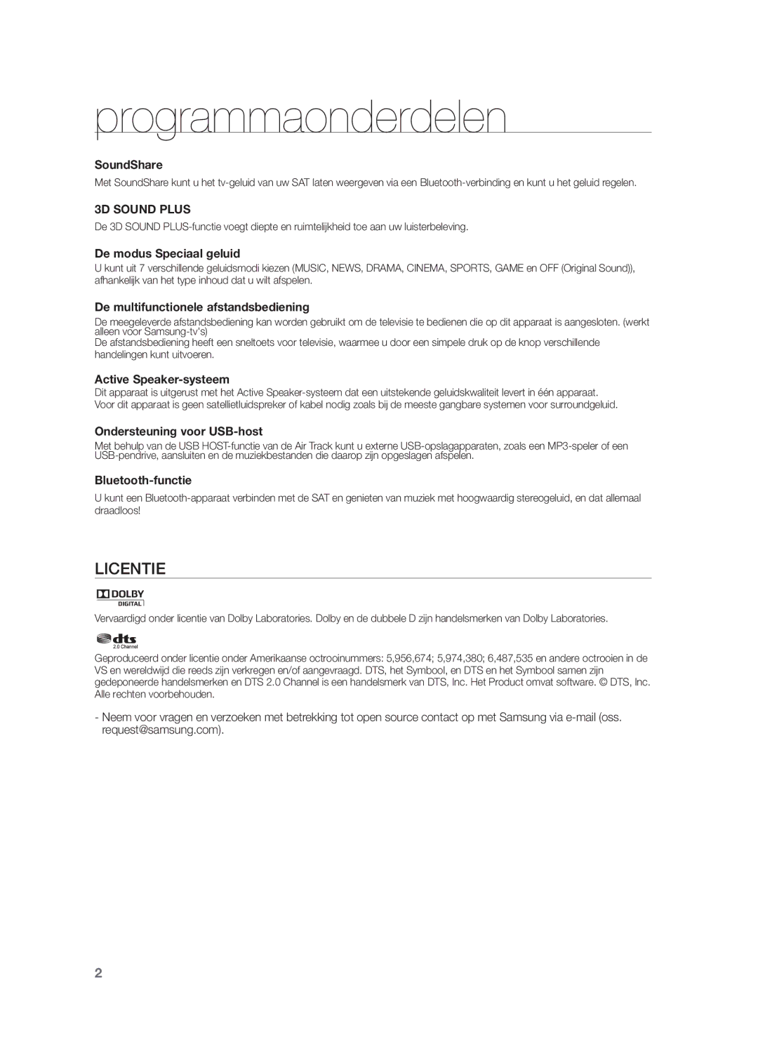 Samsung HW-F355/XN, HW-F355/EN, HW-F350/XN, HW-F355/TK, HW-F350/EN, HW-F355/ZF Programmaonderdelen, De modus Speciaal geluid 