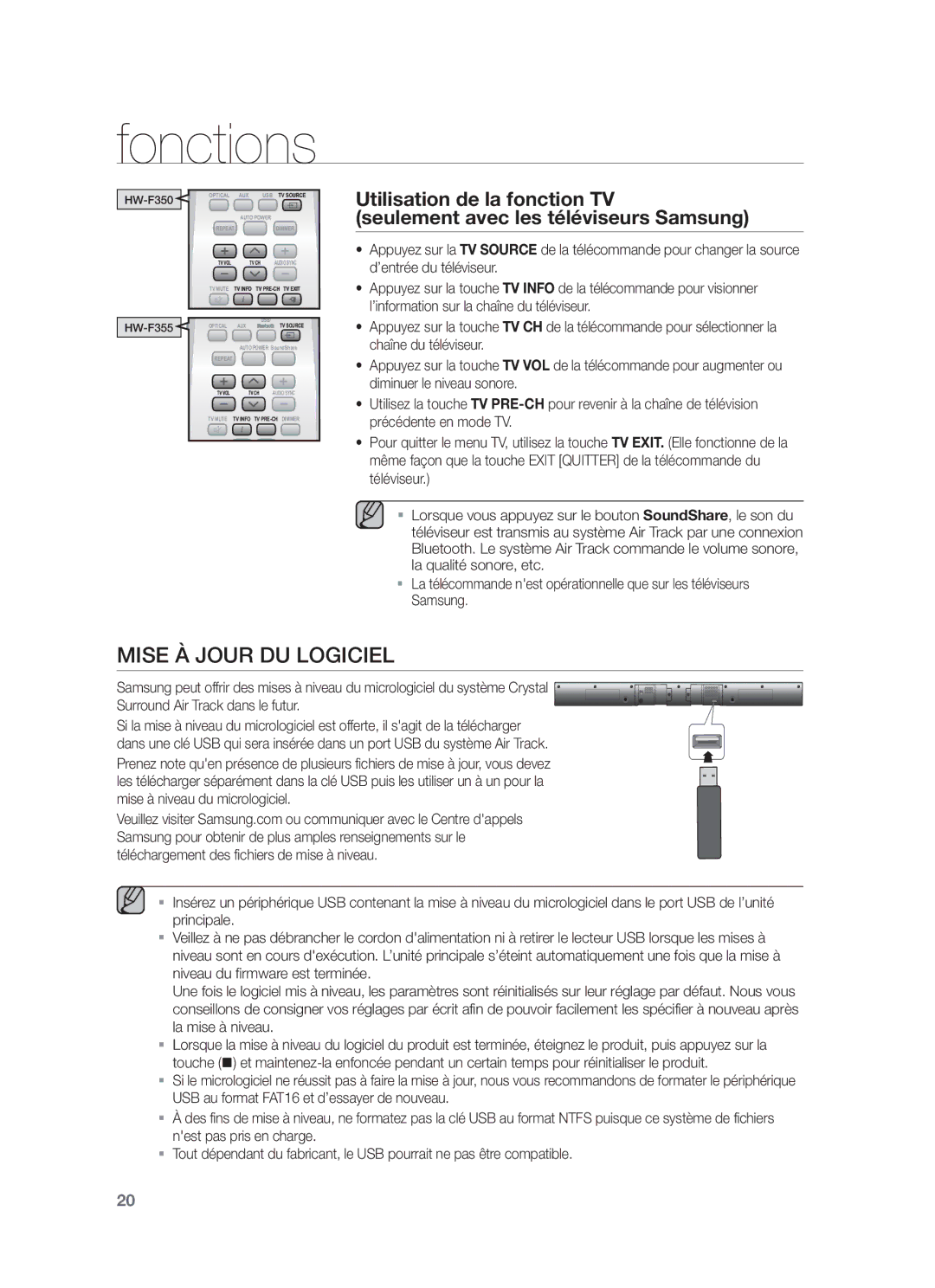 Samsung HW-F355/XN, HW-F355/EN, HW-F355/TK, HW-F355/ZF manual Mise À Jour DU Logiciel 