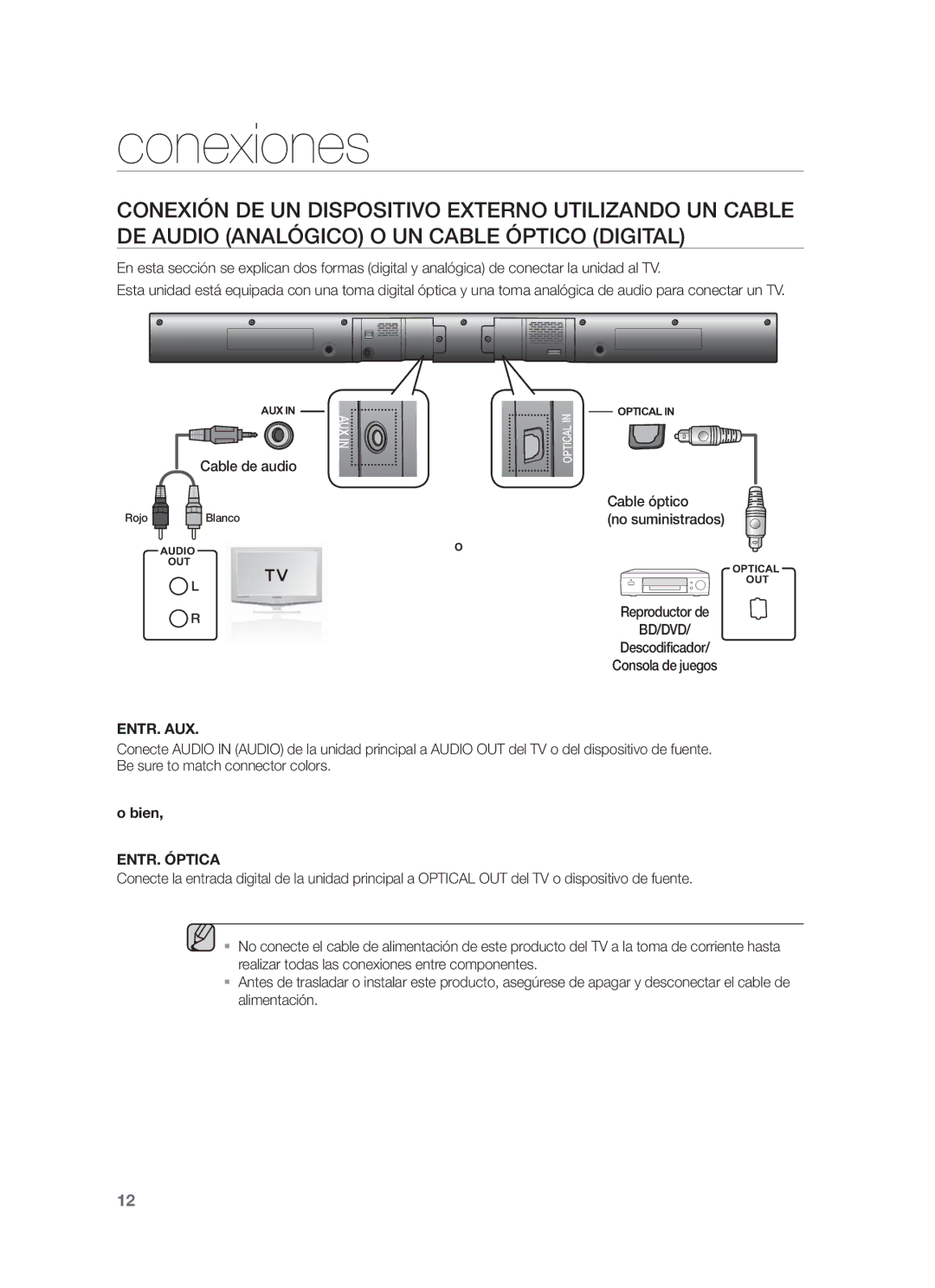 Samsung HW-F350/ZF, HW-F355/ZF, HW-F355/SJ manual Cable de audio, Cable óptico 