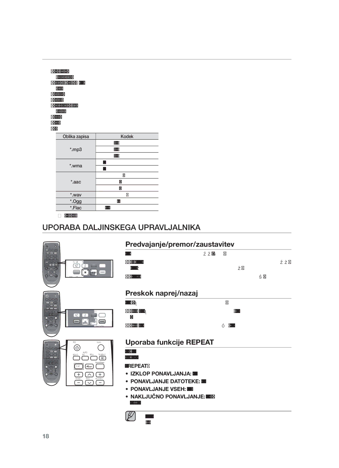 Samsung HW-F450/EN, HW-F450/XE Uporaba Daljinskega Upravljalnika, Predvajanje/premor/zaustavitev, Preskok naprej/nazaj 