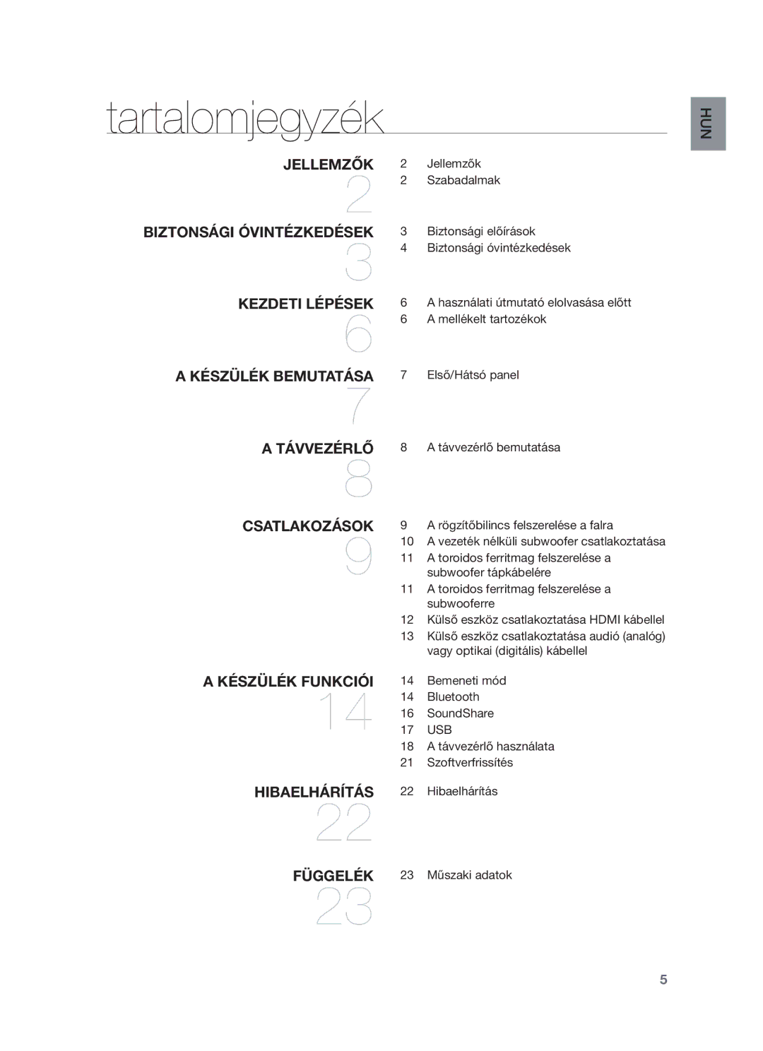 Samsung HW-F450/XE, HW-F450/EN manual Tartalomjegyzék 