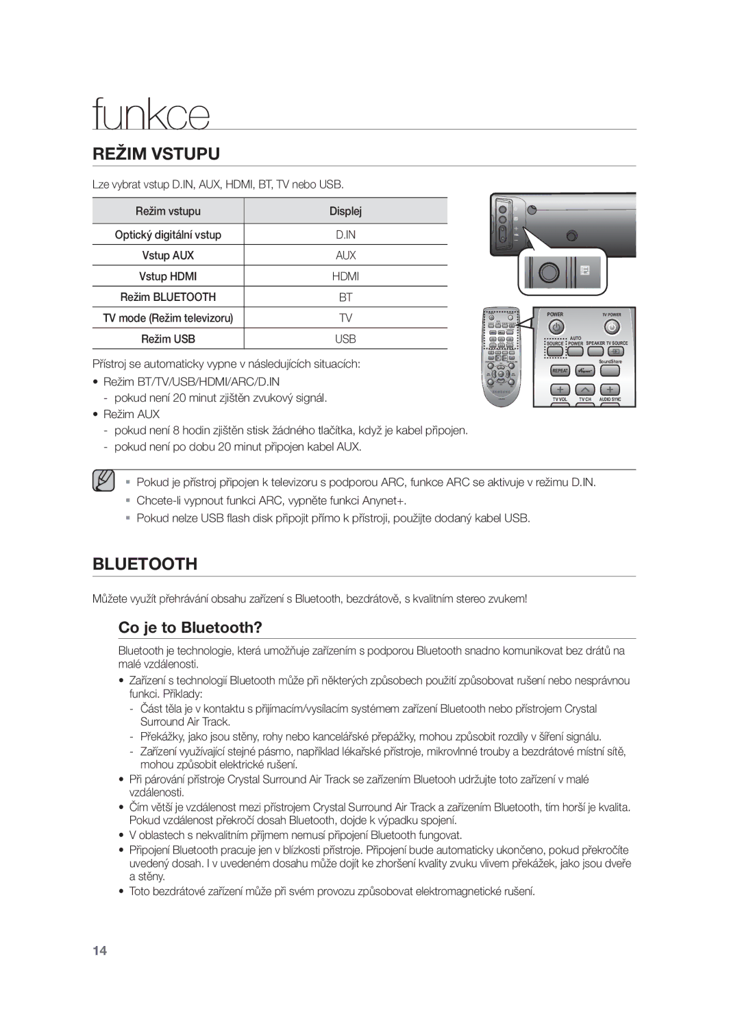 Samsung HW-F450/EN, HW-F450/XE manual Co je to Bluetooth?, Přístroj se automaticky vypne v následujících situacích 