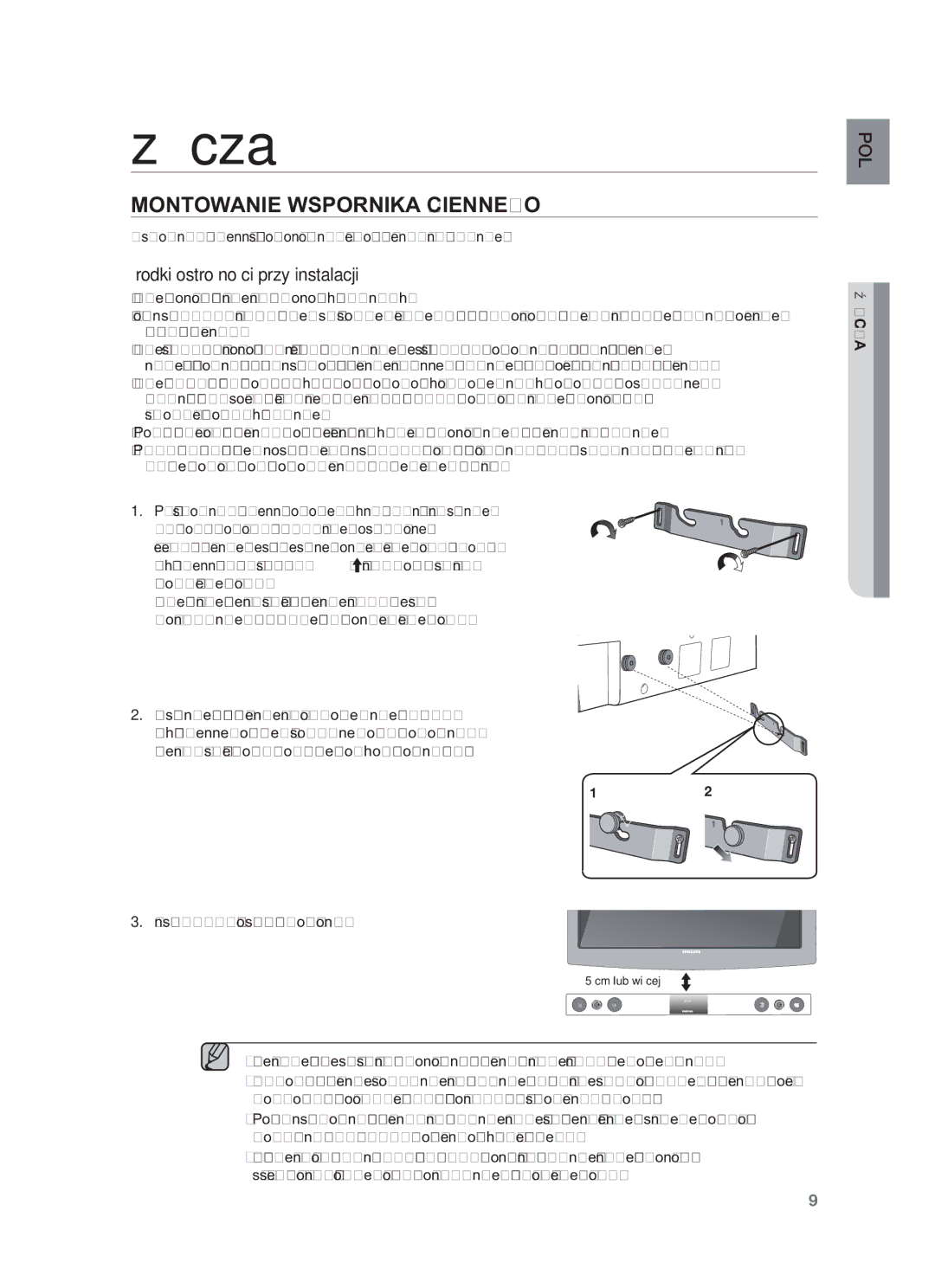 Samsung HW-F450/XE, HW-F450/EN manual Złącza, Montowanie Wspornika Ściennego, Instalacja została zakończona 