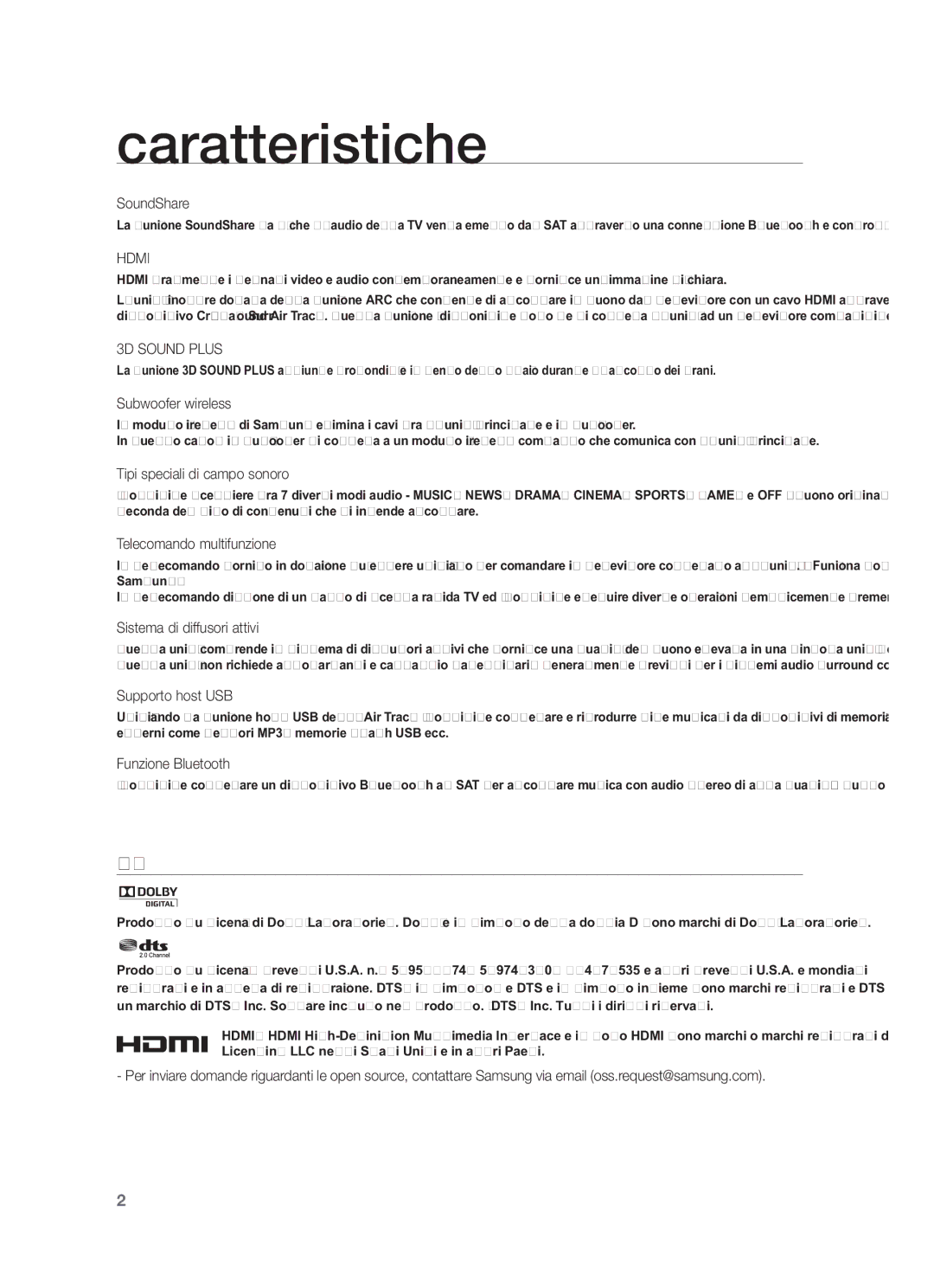 Samsung HW-F450/EN, HW-F450/ZF manual Caratteristiche, SoundShare 