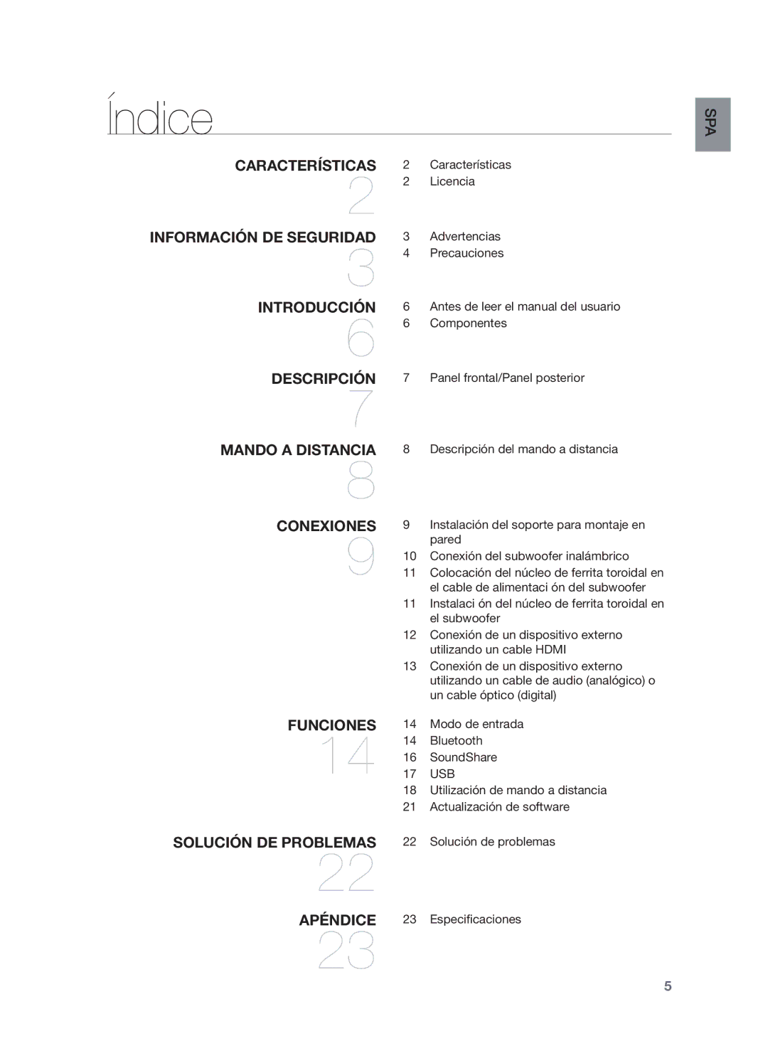 Samsung HW-F450/ZF, HW-F450/EN manual Índice 