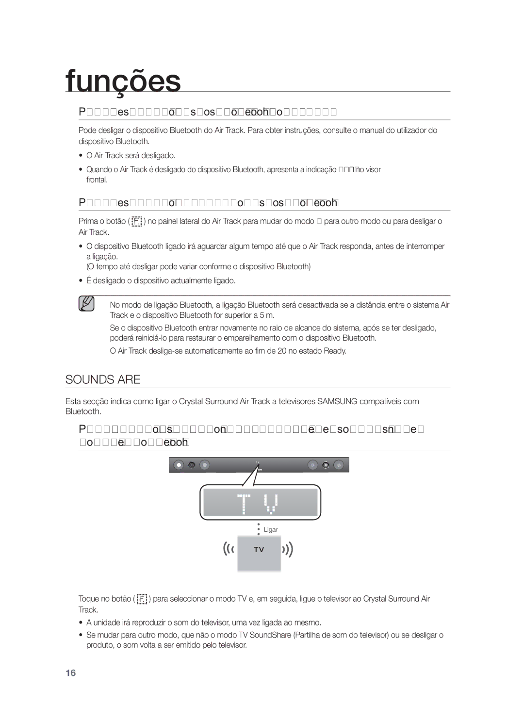 Samsung HW-F450/EN Para desligar o dispositivo Bluetooth do Air Track, Para desligar o Air Track do dispositivo Bluetooth 