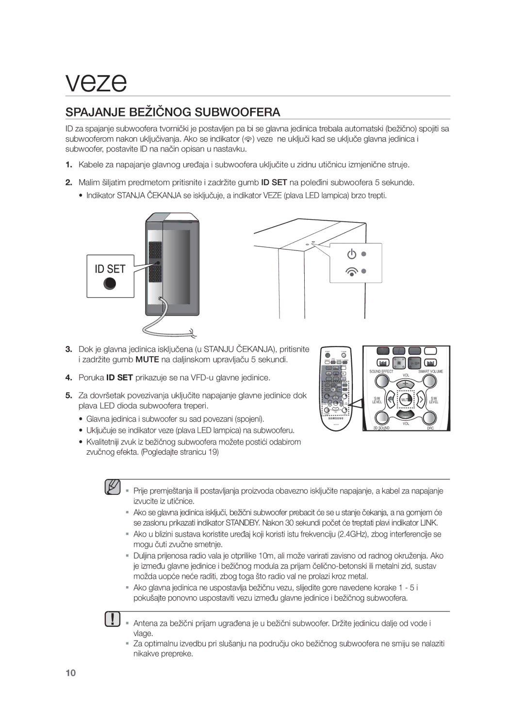 Samsung HW-F450/EN manual Spajanje Bežičnog Subwoofera 