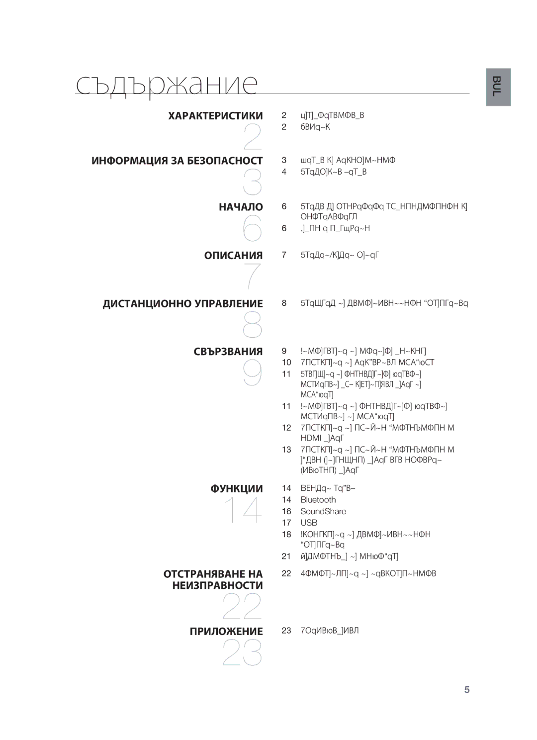 Samsung HW-F450/EN manual Съдържание, Характеристики, Лиценз, Предпазни мерки, Мерки за безопасност 