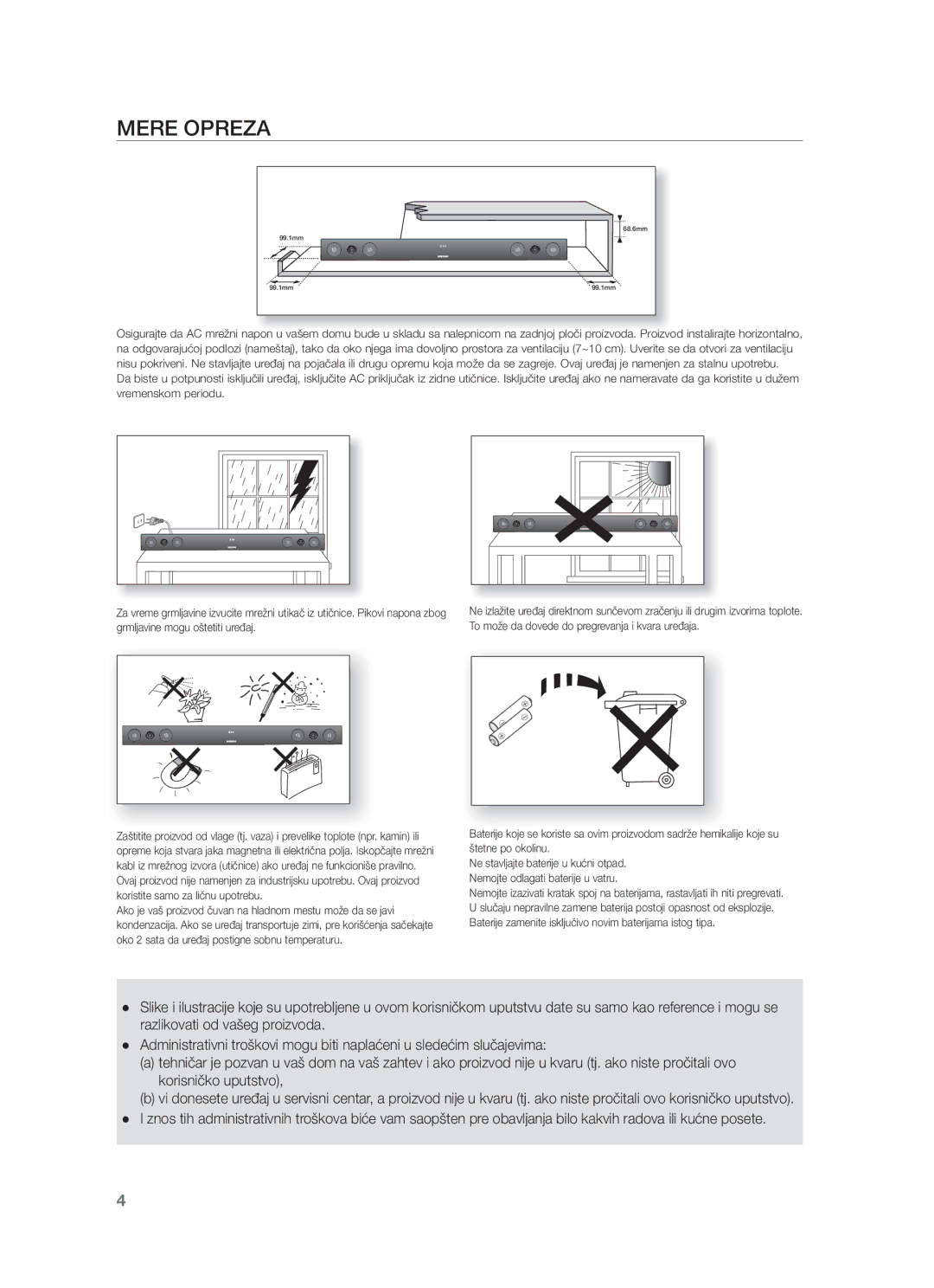 Samsung HW-F450/EN manual Mere Opreza 