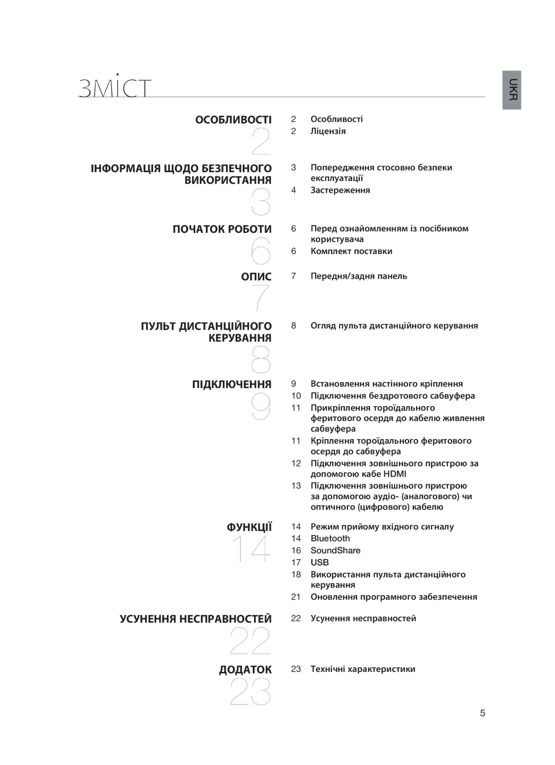 Samsung HW-F450/RU manual Зміст, Особливості, Ліцензія, Експлуатації, Застереження 