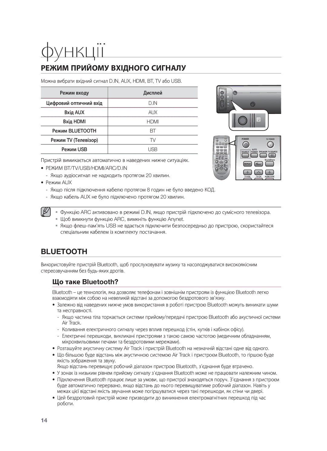 Samsung HW-F450/RU manual Що таке Bluetooth?, Якщо аудіосигнал не надходить протягом 20 хвилин Режим AUX 