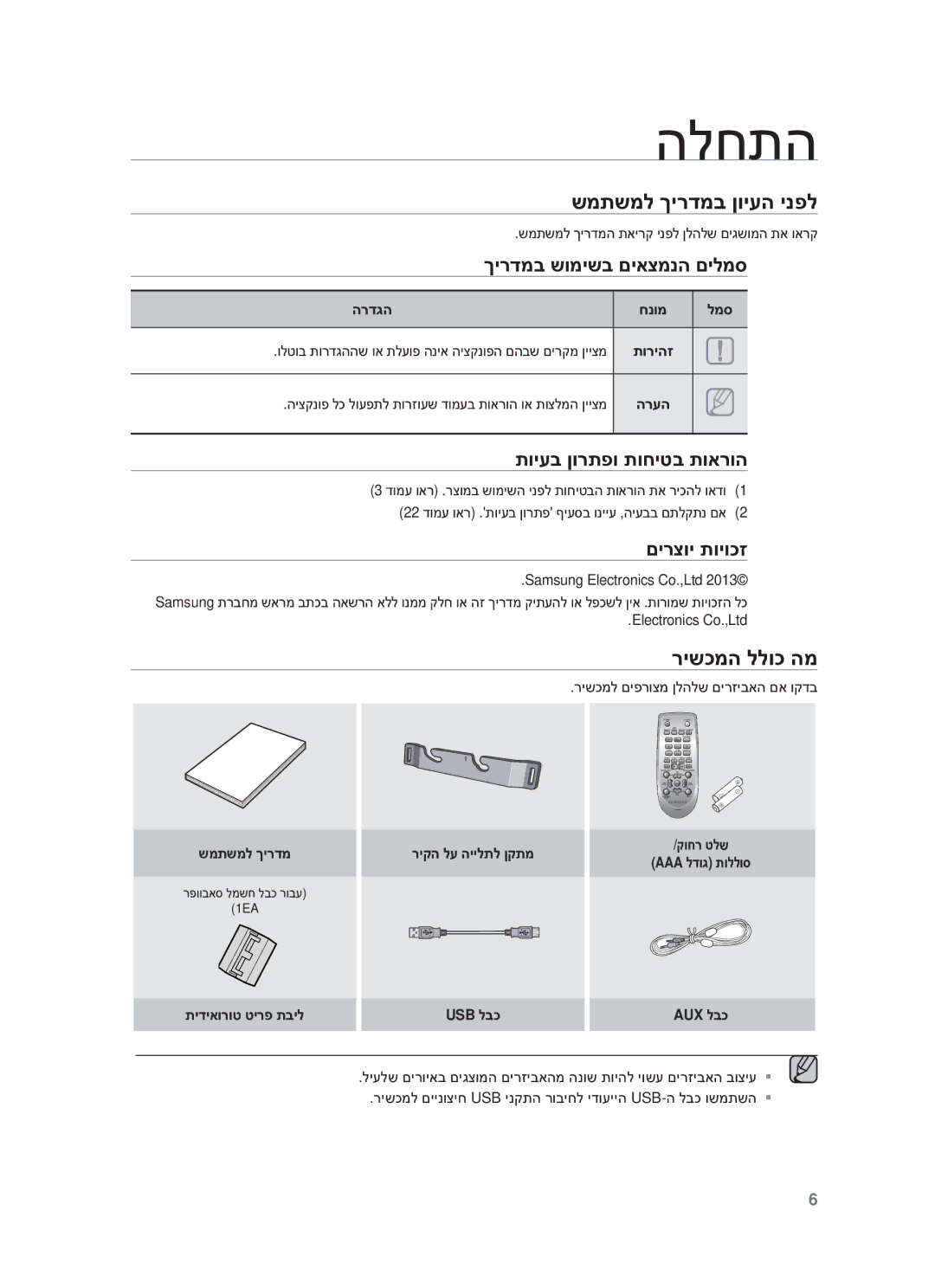 Samsung HW-F450/SQ manual ʤʬʧʺʤ, שמתשמל ךירדמב ןויעה ינפל, רישכמה ללוכ המ 